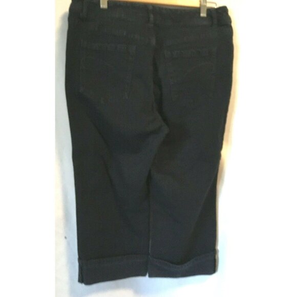 Chico's Platinum Women Jeans Capri Cuff Size2(12) Dark Wash Straight Leg Stretch - Picture 4 of 8